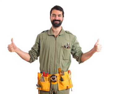 hvac tech with thumbs up