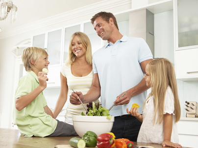 happy family in the kitchen