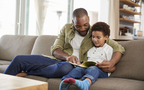 father and son read